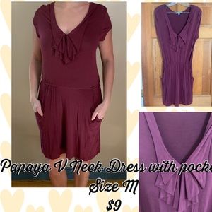 V Neck Dress with Pockets!